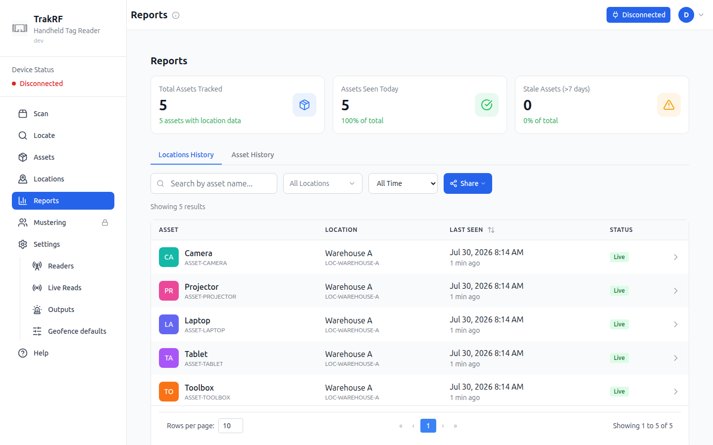 Reports screenshot